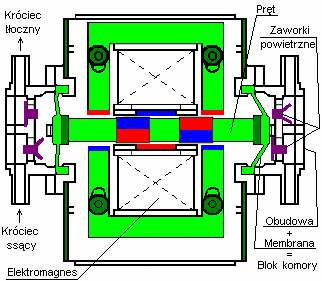 Schemat budowy dmuchawy membranowej Hiblow